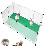Small Pet Playpen with 12 Panels, Portable Resin Fence Cage with Carpet Mat