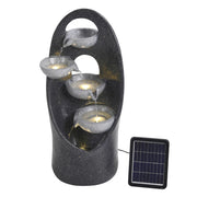 Solar Powered Garden Water Feature Outdoor Water Fountain Cascade with LED Light