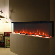 70'' Electric Fireplace 12 LED Color Media Freestand/Inset Fire 3 Side Panoramic