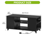 YITAHOME Black High Gloss Coffee Table with RGB LED Adjustable Shelf ,97.5×48×45