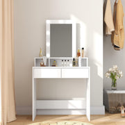 Dressing Table Makeup Vanity Set Desk with 9 Bulbs Mirror 2 Drawer Stool Bedroom