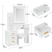 Large Vanity Desk with Mirror and LED Light Makeup Desk with Drawers and Kjzkusw