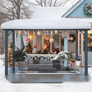 Lean-To Hardtop Gazebo 2.4x3.65m Aluminium Frame, Weatherproof Pergola