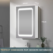 LED Bathroom Mirror Cabinet with Shaver Socket Demister Sensor Lights 70x50cm