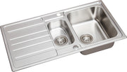 Inset Stainless Steel Kitchen Sink - 1.5 Bowl Silver Contemporary Double Sink