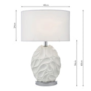 DAR Zachary Oval Table Lamp White Linen Shade Textured Metal Base Bedroom 60cm