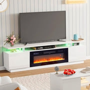 Living Room TV Stand Unit Cabinet with Electric Fireplace 12 Colour LED Lights