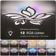 Modern Chandelier LED Lamp White Frame Ceiling Light With RGB Backlight Rahlszqb