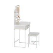 Dressing Table With Drawer LED Mirror Stool Set Makeup Desk Vanity Table Bedroom