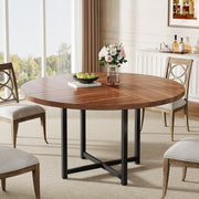Modern Round Dining Table for 4-6, 120cm Circle Kitchen Table, Wood Dinner Table