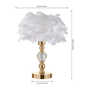 Fluffy Feather Tables Lamp Feather Shade Lampshade Bedside Night Light Gold Base
