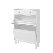 Modern Freestanding Shoe Cabinet Organizer with 2 Flip & 1 Pull-Out Drawers New