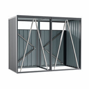Double Wheelie Bin Storage Metal Store Cover Garden Rubbish Dustbin 2 Shed House