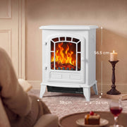 Freestanding Electric Fireplace Stove with LED Flame, 2000W, White