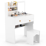 Dressing Table With Drawers Mirror Stool Set Makeup Desk Vanity Table Bedroom