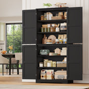 Pantry Cupboard, 180 cm Tall Kitchen Storage Cabinet with 4 Wooden Doors