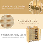 3 Rattan Door XL Shoe Cabinet Bamboo Wood Shoes Shelf Footwear Storage Organizer