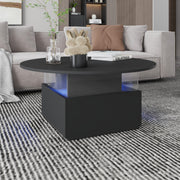 LED Coffee Table with 2 Drawers Cocktail Sofa Center Table for Living Room