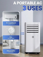 Portable Air Conditioner 9000 BTU 4-in-1 Dehumidifier Cooling Fan Remote Control