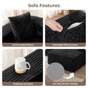 JUMBO CORD MODULAR L SHAPE CORNER SOFA 4 SEATER FURNITURE SETTEE SUITE POUFFE UK