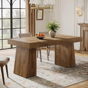 140cm Rectangular Dining Table Farmhouse Wooden Kitchen Table for 4-6 Person