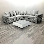Large Square Footstool Coffee Table Upholstery Fabric Footstools Matching Button
