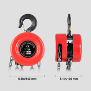 2 Ton 2000Kg Chain Block & Tackle Engine Lifting Hoist Pulley 3M Cable
