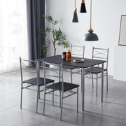 Dining Table and Chairs Set Metal Wood Effect Table Dining Set 4 Chairs Silvia