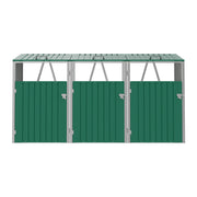 Triple Wheelie Bin Storage Metal Store Cover Garden Rubbish Dustbin 3 Shed House