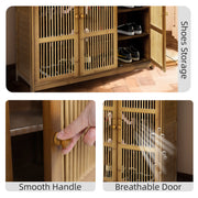 Bamboo Shoe Cabinet with Doors Shoe Rack Living Room Entryway Closet Organizers