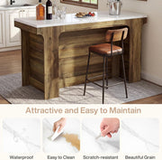 59'' Modern Bar Table Rectangular Counter Height Pub Table with Faux Marble Top