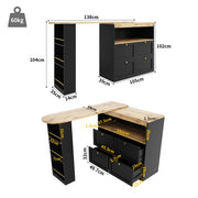 KITCHEN ISLAND EXTENDABLE DINING TABLE WITH STORAGE CABINET BAR BISTRO TABLE