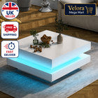 Led Coffee Table With 2 Drawer Storage, High Gloss Coffee Table For Living Room