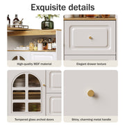 Kitchen Island w/ Extendable Table, Dining Table Rotating Sideboard Bar Cabinet