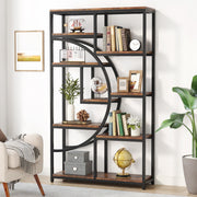 Industrial 5-Tier Etagere Bookcase Freestanding Tall Bookshelf w/ 9 Open Storage