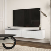 Wall Mounted TV Stand Unit with Storage and High Gloss Effect Refurbished