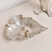 Shiny Silver Leaf Trinket Tray Dish bowl Autumn home decor sweet