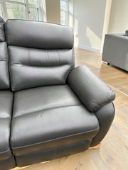 Fletcher Dark Grey Leather Power Reclining 2 Seater Sofa Power Headrest USB