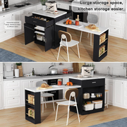 Kitchen Island Dining Table !SALE! Extendable 4-6 Seater Storage Cabinet Black