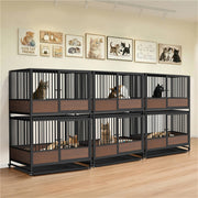 Movable Metal Tube Cat Cage Stackable Crate Kennel Indoor for Cat Boarding Shops