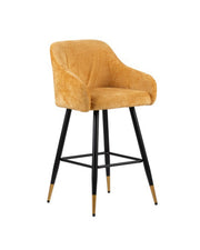 Zurich Modern Velvet Padded Bar Stool Chair with Black Metal Legs