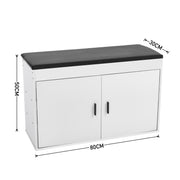 Hallway Shoe Cabinet Bench White Black PU Cushion Padded Seat Storage Shoe Rack