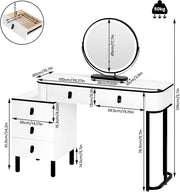 Dressing Table With LED Lights Dimmable Mirror Vanity Makeup Table 5 Drawers UK