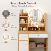 Dressing Table With LED Lights Vanity Makeup Desk Wooden Bedroom Furniture Desk