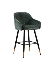 Zurich Modern Velvet Padded Bar Stool Chair with Black Metal Legs