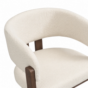 Set of 6 Dining Chairs !SALE! Cream Boucle Solid Wood Dark Wood Armchairs