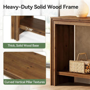 63 Inch Solid Wood Console Table Modern Narrow Entryway Table with Storage Shelf