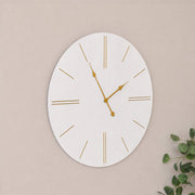 Large White Wooden Grain & Gold Detailed Wall Clock - 70cm x 70cm