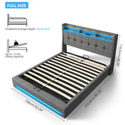 NEW OTTOMAN STORAGE UPHOLSTERED BED FRAME 4FT6 DOUBLE WITH USB PORT & LED LIGHT