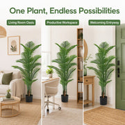 6FT Artificial Palm Tree IndoorTall Faux Tree Lifelike Leaves Tropical Areca